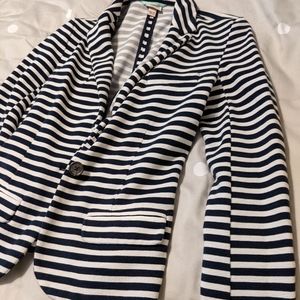 Navy and white striped blazer